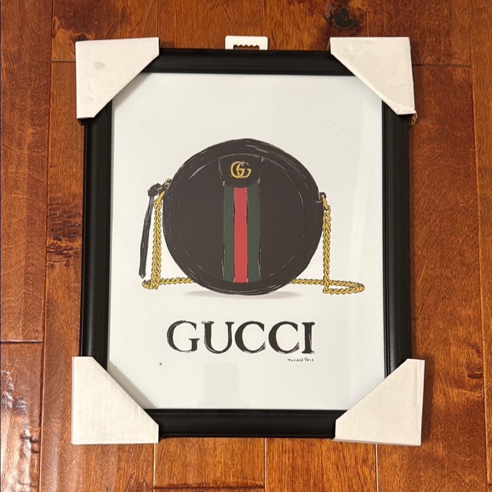 NWT Gucci Framed Wall Art with Black and Gold Accents